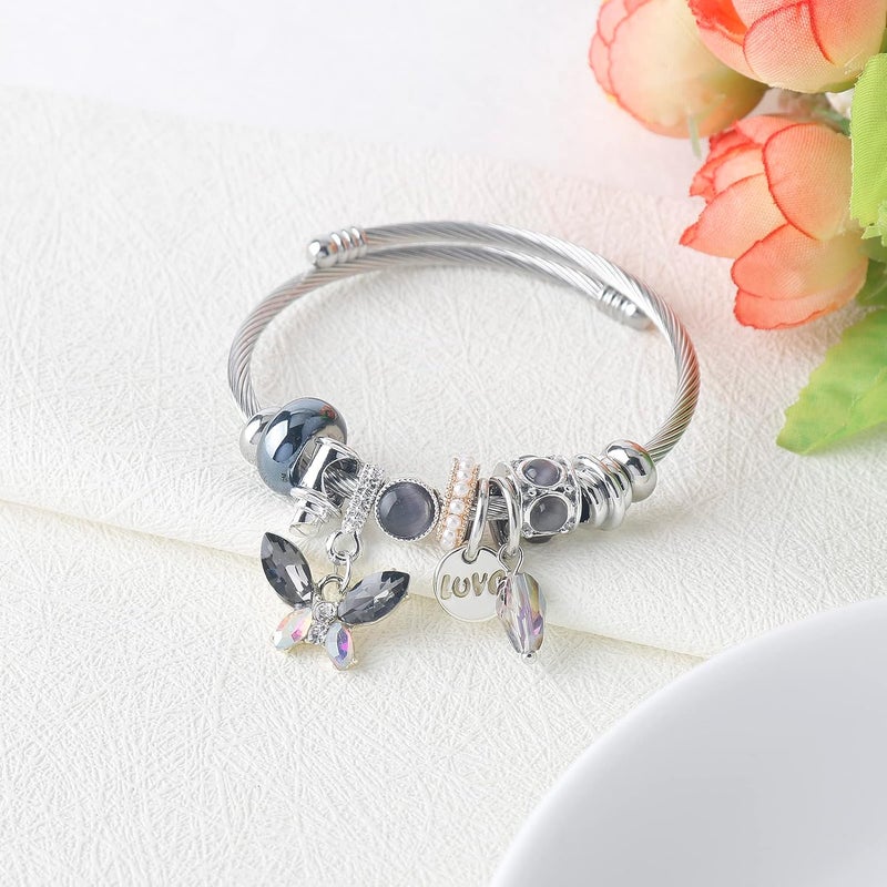 DS Charm Bracelets for girls,exquisite cute cartoon friendship bracelets Silver Stainless Steel Bangle with birthday Gift box, Adjustable girls jewelry Suitable for holiday gifts - Image 4